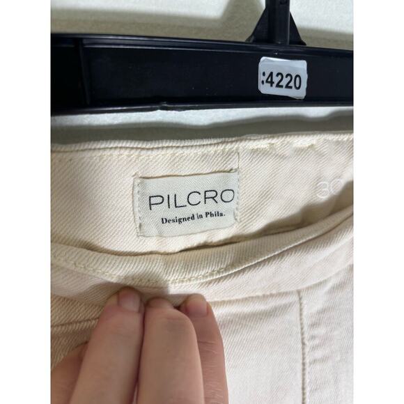 Pilgro Cream Colored Cotton Blend Denim Like Wide Leg Pants Sz 30 - Picture 2 of 3